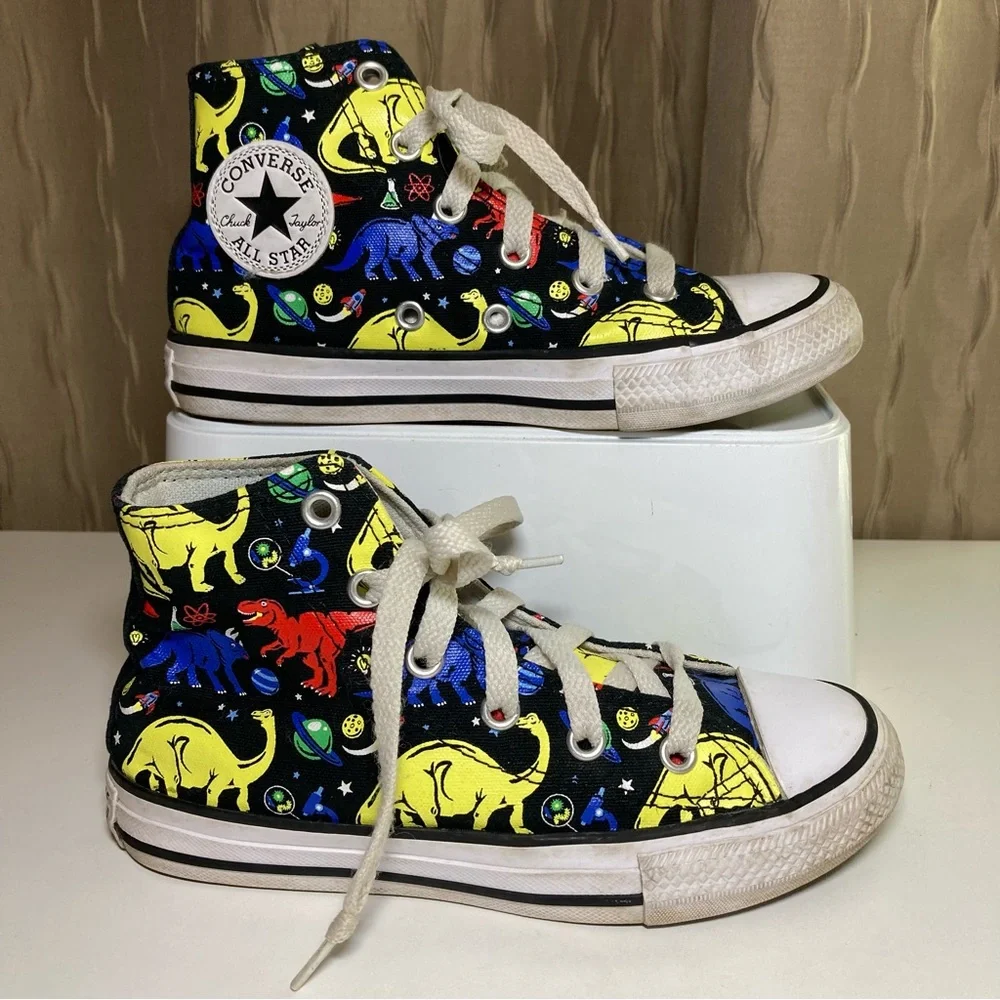 Converse Chuck Taylor All Star Junior Kid's 13 Black Dino High Tops Lace Up